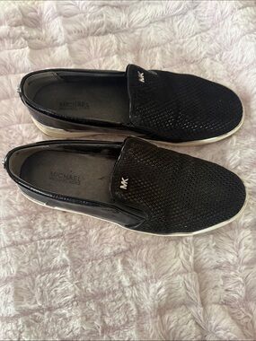Michael Kors Black Slip-On Loafers with White Sole